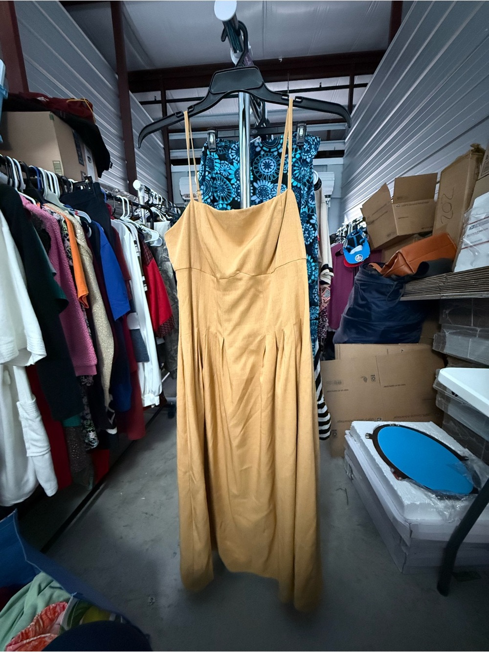 Fashion Nova Mustard Yellow Spaghetti Strap Maxi Dress